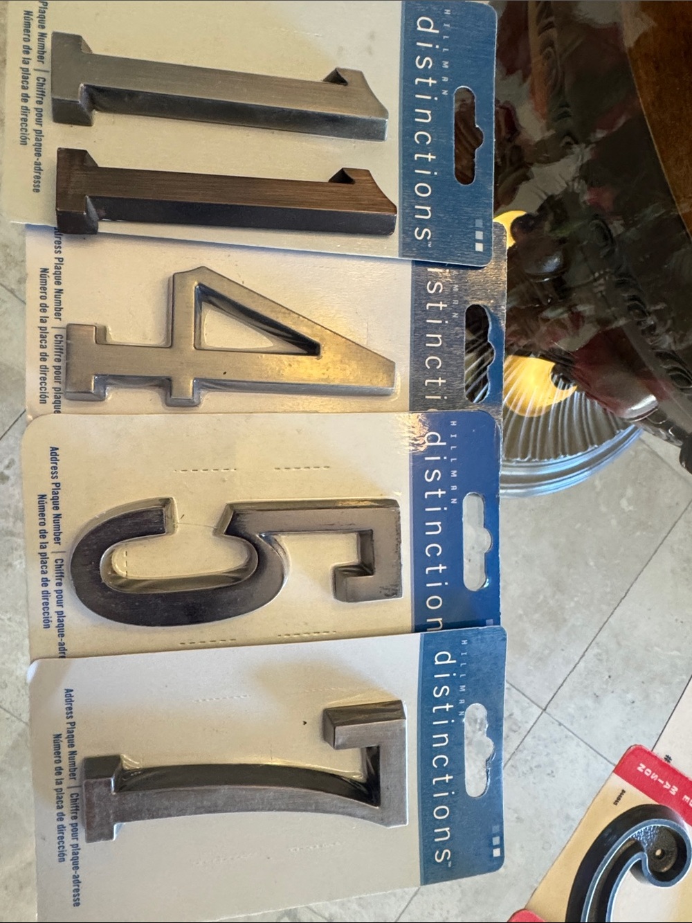 Distinctions Metal House Numbers 1,  1,4,5,7 in Brushed Nickel